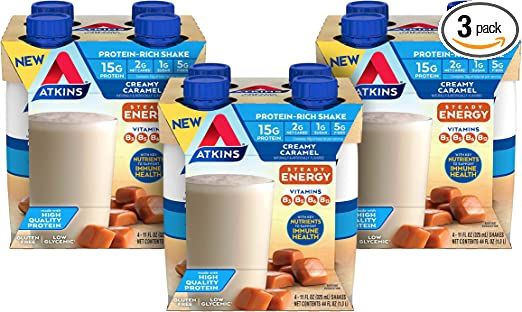 Photo 1 of Atkins Energy Shake Creamy Caramel, with B Vitamins and Protein. Keto-Friendly and Gluten Free 4 Count (Pack of 3) - EXP: 1/10/2023

