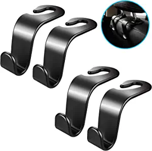 Photo 1 of 2CT - Car Seat Headrest Hooks, Car Hooks for Purses and Bags, Thickened Type Car Organizer Hanger, Fit for Universal Vehicle, 4 Pack, Black
