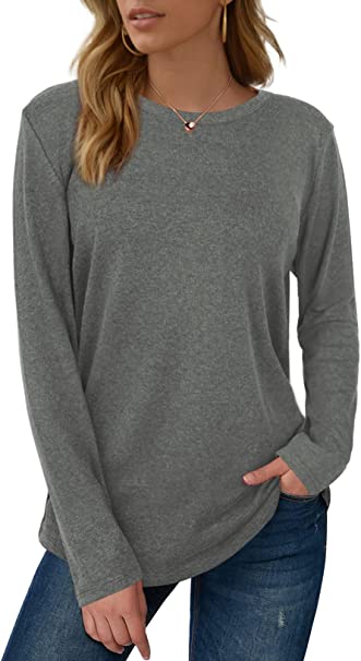 Photo 1 of Alaroo Long Sleeve Shirts for Women Crew Neck Casual Basic Tops - M
