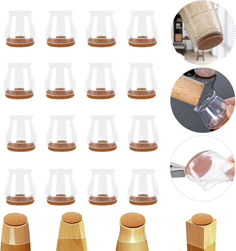 Photo 1 of 16 PCS Chair Leg Protectors for Hardwood Floors, Clear Leg Protectors for Chairs, Free Moving Chair Leg Covers Protecting Floors from Scratches and Reduce Noise
