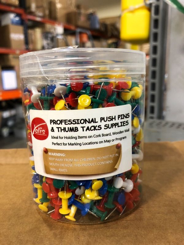 Photo 1 of Yalis Push Pins 600 Count, Standard Multicolored Thumb Tacks Steel Point and Colors Plastic Head