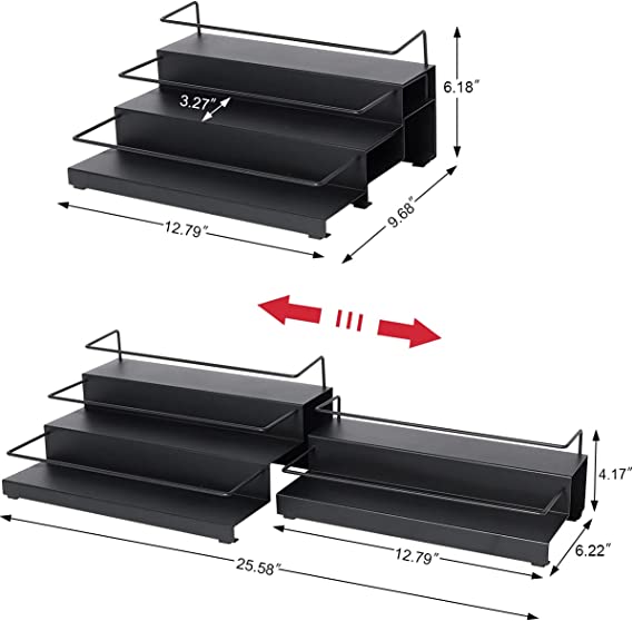 Photo 2 of 3-Tier Expandable Spice Rack, Smathou Modern Design for Kitchen Cabinet Organizer, A Style, Black