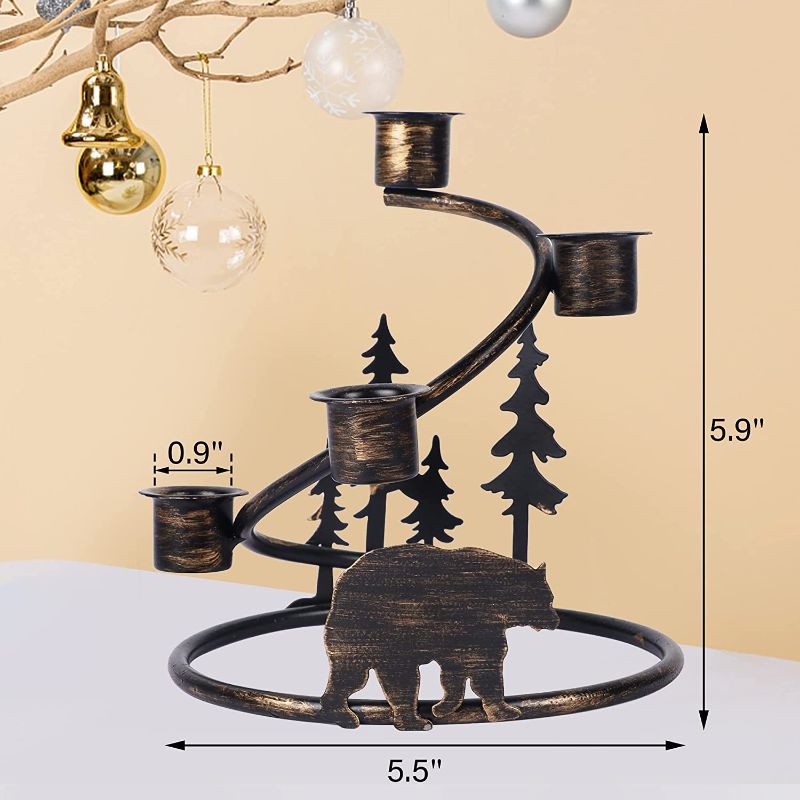Photo 2 of Adroiteet Advent Candle Holder, 2 Pcs Christmas Advent Wreath Candle Holder with Christmas Tree Reindeer Snowflake, Christmas Decorations Centerpiece for Home Church