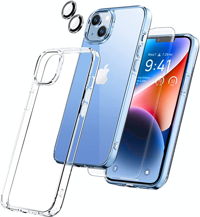 Photo 1 of AASD [5 in 1 for iPhone 14 Case Protective with 3Pack Tempered Glass Screen Protectors + 1Pack Independent Camera Lens Protector Shockproof Slim Cover Drop Protection, Boundless Clear 6.1 -- 18 Cases