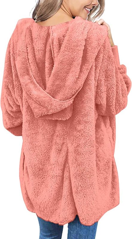 Photo 2 of luvamia Women Fuzzy Fleece Open Front Pockets Hooded Cardigan Jacket Coat Outwear-- Size XL- Factory Seal