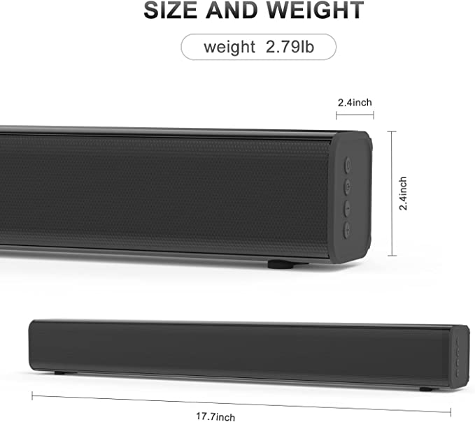 Photo 2 of BUFFRIG Soundbar, 100W 20-Inch Soundbar for TV, Home Audio Sound Bars Bluetooth 5.0, Small TV Sound Bar 2.0 Channel, Optical, HDMI, AUX, USB, Optical Connection with Remote Control