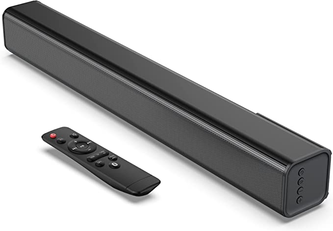 Photo 1 of BUFFRIG Soundbar, 100W 20-Inch Soundbar for TV, Home Audio Sound Bars Bluetooth 5.0, Small TV Sound Bar 2.0 Channel, Optical, HDMI, AUX, USB, Optical Connection with Remote Control