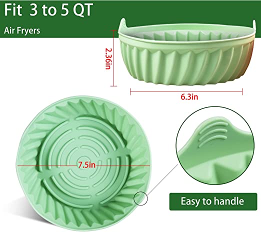 Photo 2 of 2 Pack Air Fryer Silicone Liners - Reusable Air Fryer Silicone Pot Air Fryer Basket for 3 to 4.5 Qt Square Round Air fryer Oven Accessories Silicone Baking Tray Pots