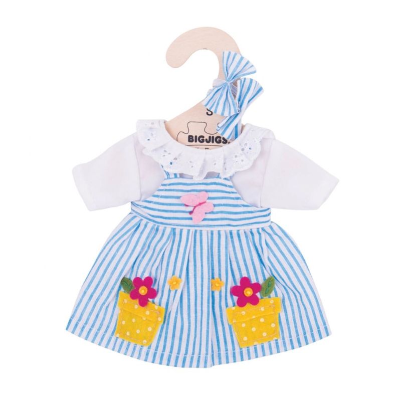 Photo 1 of Bigjigs Doll Striped Blue Dress - Small
