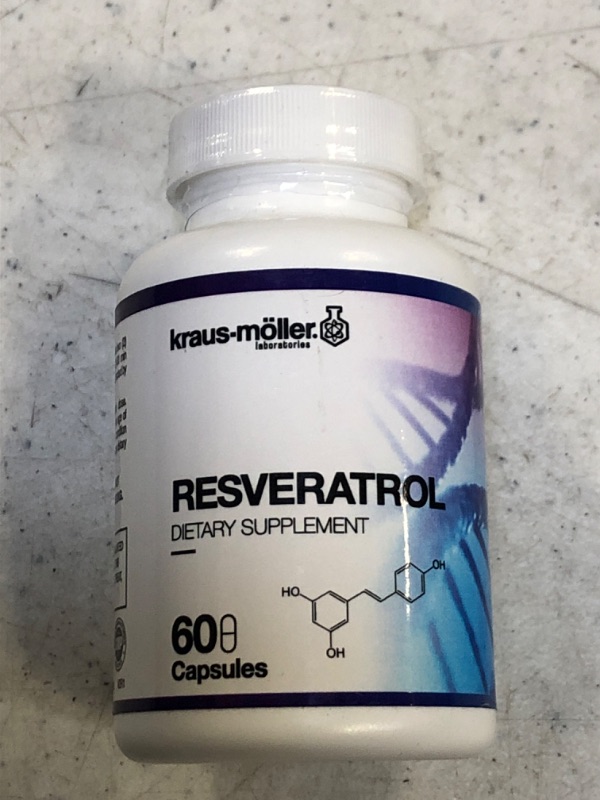 Photo 2 of Kraus-Moller ™ Antioxidant Resveratrol - 1200 mg per Serving - 60 Capsules of Trans-Resveratrol. Anti-Aging, Anti-Inflammatory. Helps with Blood Pressure. Vegan and Gluten Free. Made in USA.  - EXP: 08/2023