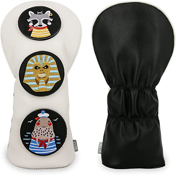 Photo 1 of Golf Club Head Cover, Leather Golf Driver Head Covers 460CC with Replaceable Embroidery Badges

