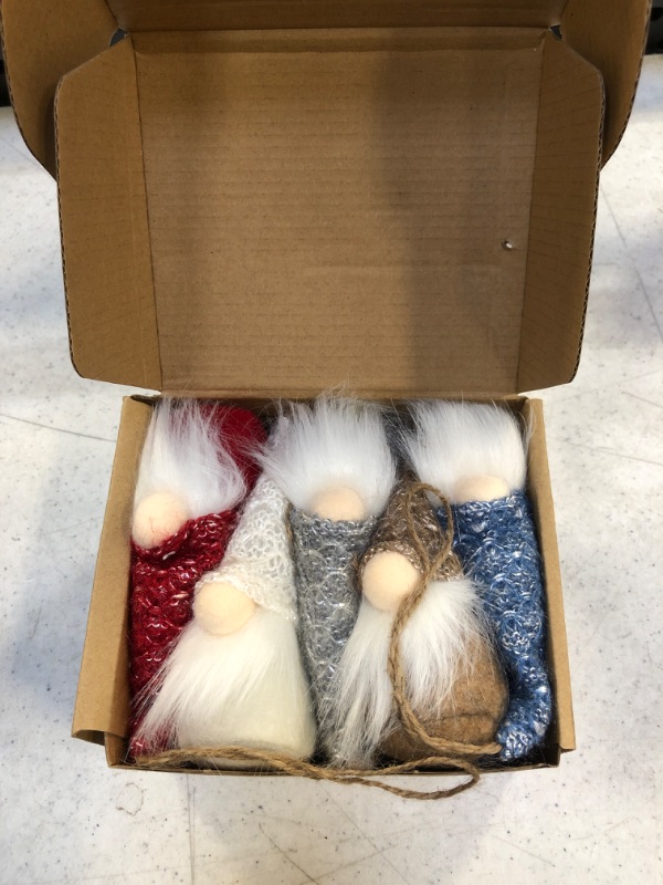 Photo 1 of 10 Pcs Hanging Gnome Ornaments Adorable Christmas Gnomes Handmade Plush Swedish Santa Tomte Holiday Tree Decorations
