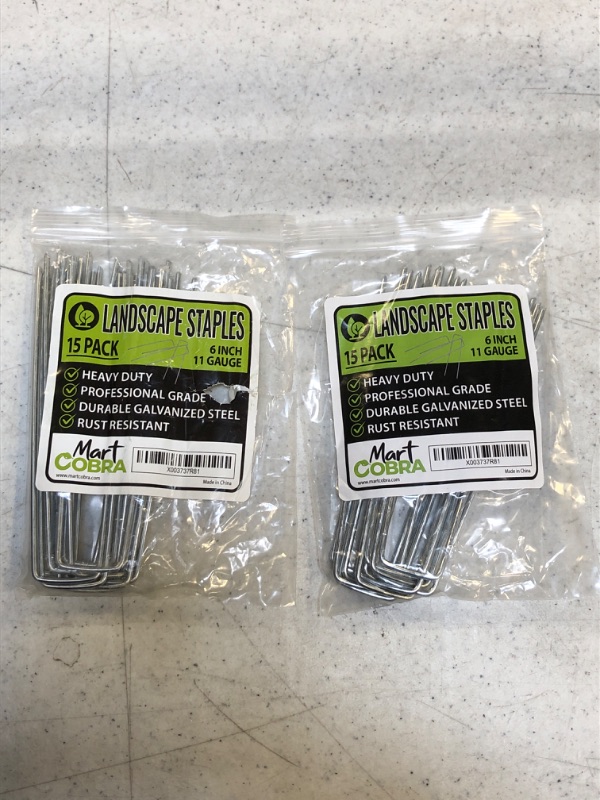 Photo 2 of 2CT -  Garden Stakes Metal Stakes for Gardening, Landscape Staples x15, Garden Staples 6 Inch Galvanized, Fence Stakes Heavy Duty Ground Stakes, Landscape Fabric Pins Yard Stakes Tent Stakes Landscaping Lawn