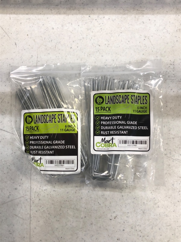 Photo 2 of 2CT - Garden Stakes Metal Stakes for Gardening, Landscape Staples x15, Garden Staples 6 Inch Galvanized, Fence Stakes Heavy Duty Ground Stakes, Landscape Fabric Pins Yard Stakes Tent Stakes Landscaping Lawn
