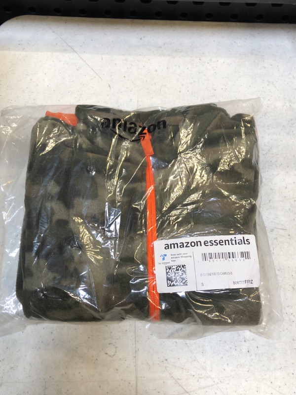Photo 2 of Amazon Essentials Boys and Toddlers' Polar Fleece Full-Zip Mock Jacket Polyester Camo Print/Orange Small