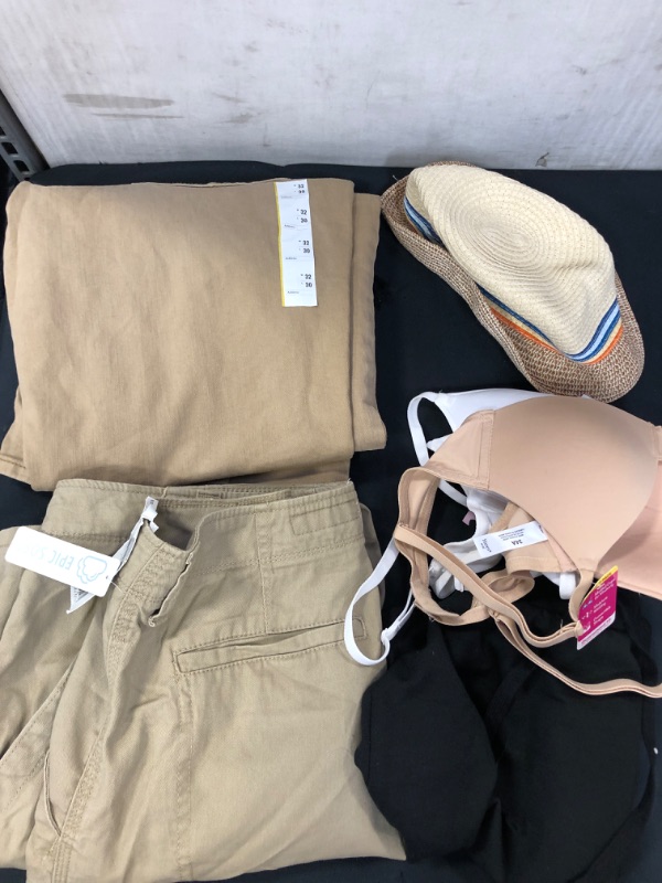 Photo 1 of MISC CLOTHIING VARIOUS SIZES NEW/USED BRAS, PANTS, HAT