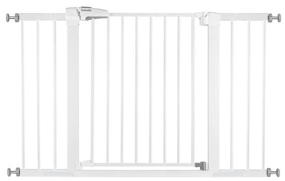 Photo 1 of BABELIO Metal Baby Gate Dog Gate 29-48 Inch Extra Wide Pet Gate for Stairs & Doorways, Pressure Mounted Walk Thru Child Gate with Door, NO Need Tools NO Drilling, with Wall Cups, SEALED
