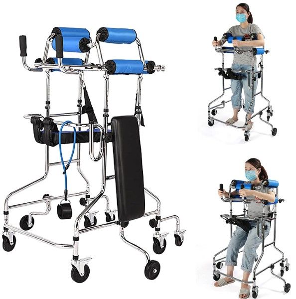 Photo 1 of Adult Walker for Seniors Hemiplegia Rehabilitation Standing Frame,Anti Recline, Anti-Rollover,Lower Limb Training,Adjustable Height,Walker Aid for The Disabled,Suitable for People of 58-71in, --Factory Sealed--
