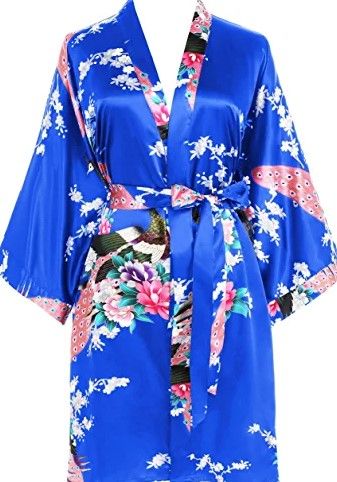 Photo 1 of BABEYOND Short Kimono Robe Blouse Peacock Printed Kimono Cover Up Loose Cardigan
