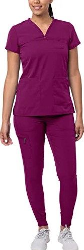 Photo 1 of Adar Pro Movement Booster Scrub Set for Women - Sweetheart V-Neck Scrub Top & Yoga Jogger Scrub Pants, Size Large 
