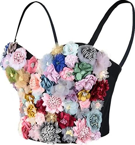 Photo 1 of ELLACCI Women's 3D Floral Bustier Crop Top Wedding Party Club Bra Tops, Size Medium/Large 
