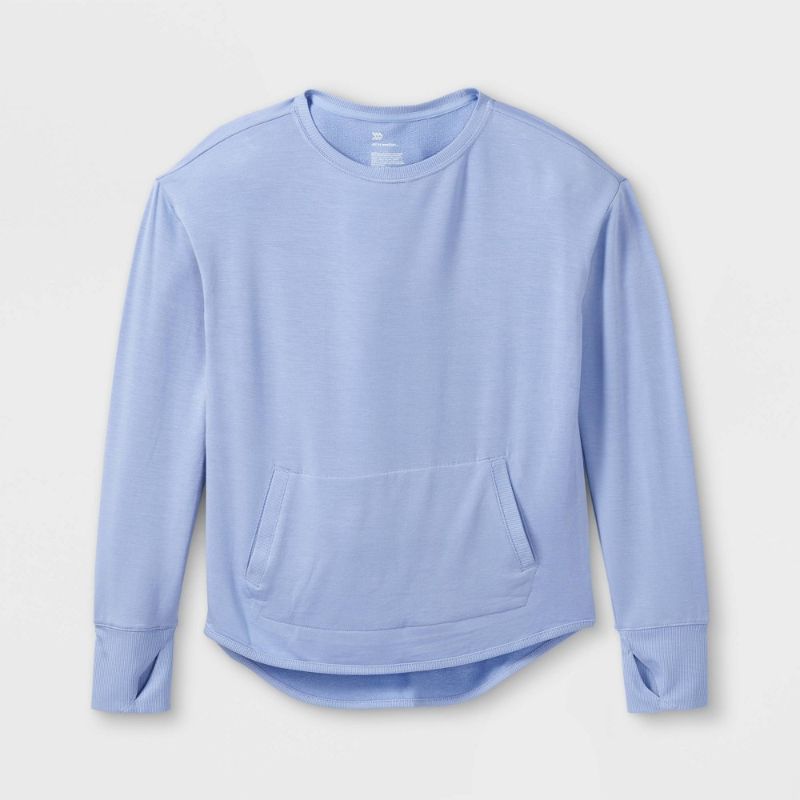 Photo 1 of Girls' Cozy Lightweight Fleece Crewneck Sweatshirt - All in Motion  XS 4/5