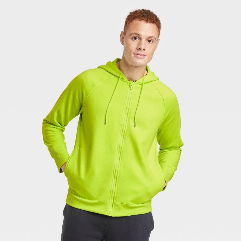Photo 1 of Men's Cotton Fleece Full Zip Hoodie - All in Motion Lime Green XXL