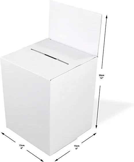 Photo 1 of 20 PCS Raffle Boxes, Voting Boxes, Suggestion Boxes, Fundraiser Boxes and for Business Card Collection and Donations Boxes White Cardboard Boxes