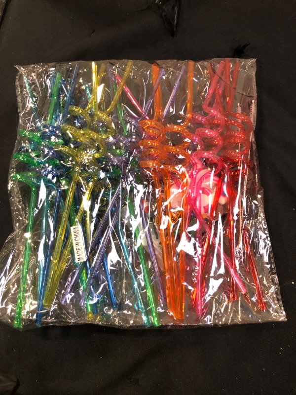 Photo 3 of 24 Pcs Summer Beach Pool Party Favor Drinking Straws Summer Party Favor for Pool Birthday Party Supplies Reusable Plastic Drinking Straws 2 Pcs Cleaning Brushes inside