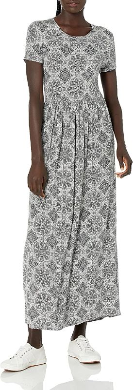Photo 1 of Amazon Essentials Women's Short-Sleeve Waisted Maxi Dress (Available in Plus Size), SIZE XS