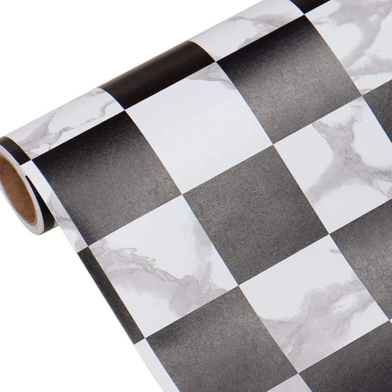 Photo 1 of Yenhome Checkered Wallpaper 17.7" x 118" Peel and Stick Wallpaper Black and White Checkered Contact Paper for Countertops Bathroom Drawer Shelf Liners Paper Removable Wallpaper for Kitchen Backsplash
