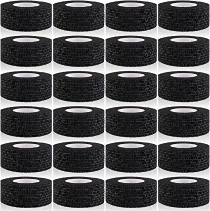 Photo 1 of 24 Pack Self Adhesive Wrap Bandage Adherent Cohesive Wrap Bandage Rolls 2 Inch x 5 Yards Black Breathable Elastic Adhesive Athletic Tape Sports Tape for Wrist Ankle
