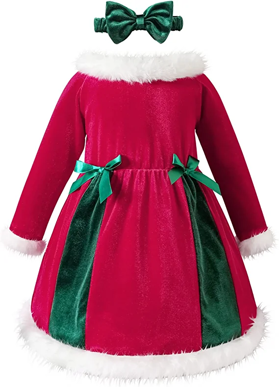 Photo 1 of AIKEIDY Toddler Baby Girl Christmas Dress Long Sleeve Velvet Dress for Holiday Wedding Party
SIZE 30