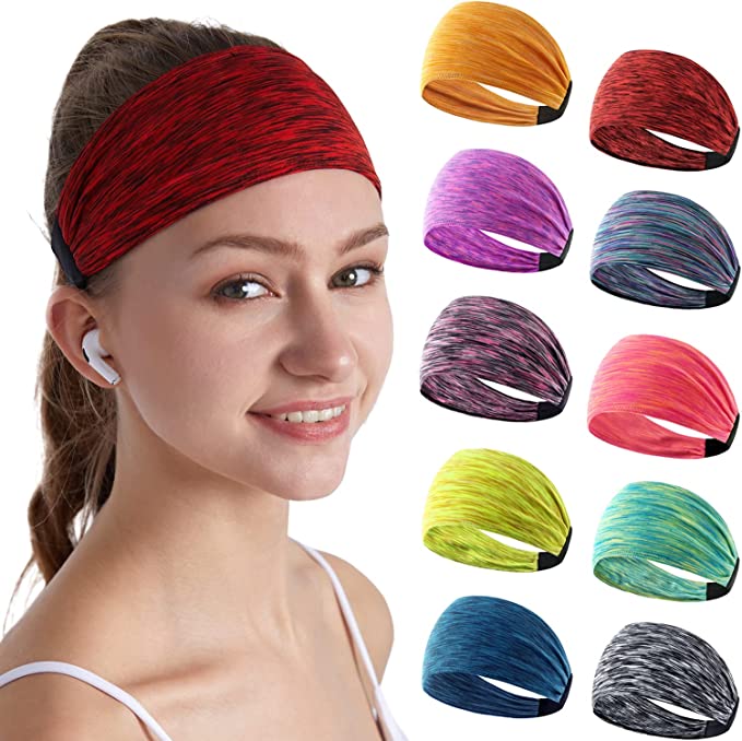 Photo 1 of DASUTA Set of 10 Workout Headbands for Women,Yoga Sport Athletic Headband for Running Sports Travel Fitness Elastic Wicking Multi Headscarf fits All Men and Women
