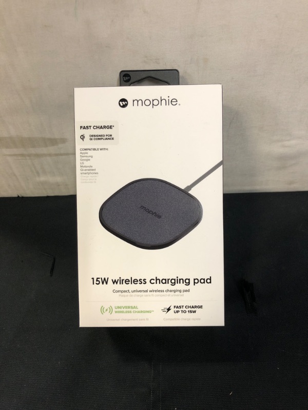 Photo 2 of mophie 15W Universal Wireless Charge Pad, Qi-Compatible Charger for Samsung Galaxy, Google Pixel, Apple iPhone 11/12/13 (Mini, Pro, and Pro Max), iPhone XR/XS/SE, iPhone 8 (Black)
