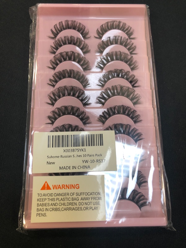 Photo 2 of 
Suhome Russian Strip Lashes Fluffy D Curly Mink False Eyelashes Extension 15mm Wispy False Eyelashes 10 Pairs Pack