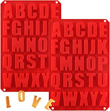 Photo 1 of 2PCS Silicone Alphabets Molds, A-Z Silicone Alphabet Trays Mold, 26 Large Letters Alphabet Silicone Mold, Baking Mold for Making Chocolate, Cake, Jelly, Dome Mousse