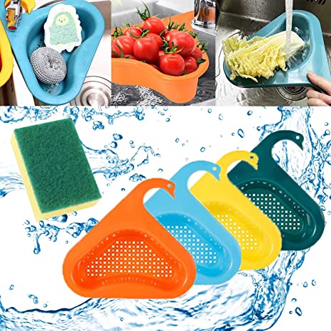 Photo 1 of 4 PCS Swan Drain Basket for Kitchen Sink, Multifunctional Household Swan Drain Basket for Sink, Swan basket for Kitchen Sink Easy to Disassemble Fits All Sinks (One Reusable Sponge)