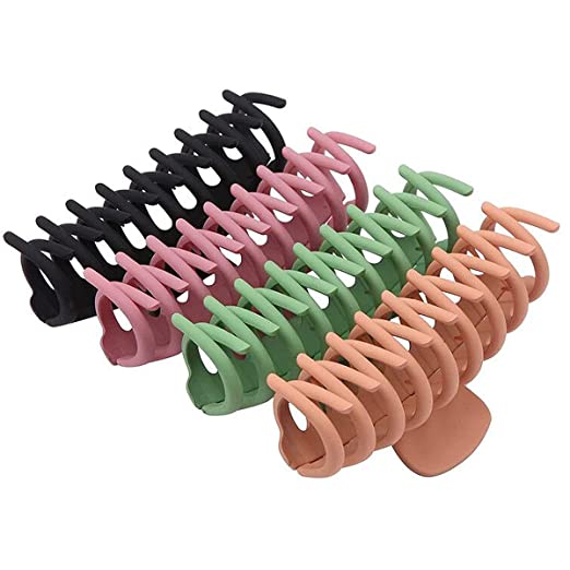 Photo 1 of Yohong 4 Pack Large Hair Claw Clips For Thin Thick Long Curly Short Hair, Matte Banana Clips, Strong Hold Jaw Clip, 4.33 Inch Mix Color (Style A)