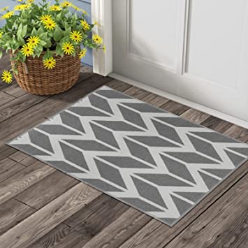 Photo 1 of 2'x3' Washable Small Outdoor Rug Cotton Woven Modern Geometric Front Door Mat Reversible Welcome Indoor Floor Mats for Farmhouse Entryway