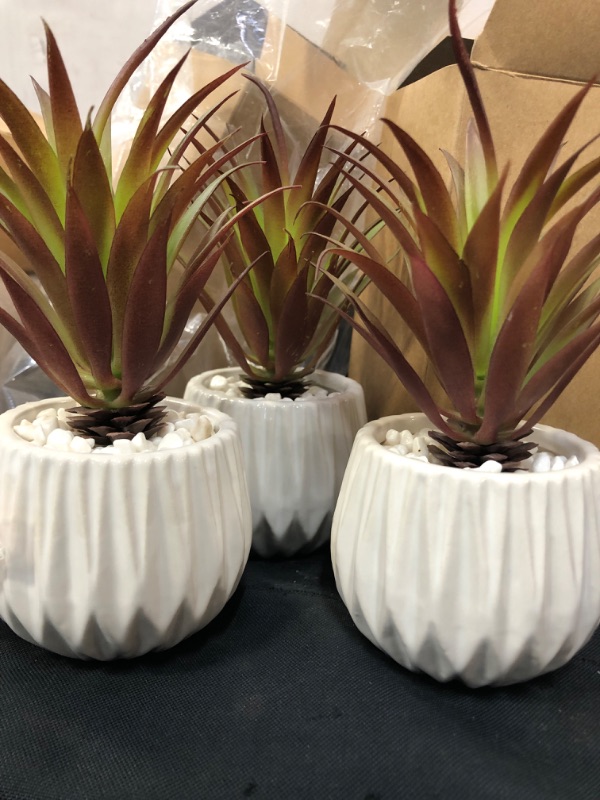 Photo 2 of  Artificial Succulent Plants in Ceramic Pots ,Small Succulent Plants, Mini Fake Green Bonsai Plant with Ceramic Pots, Little Artificial Potted Plant for Shelf