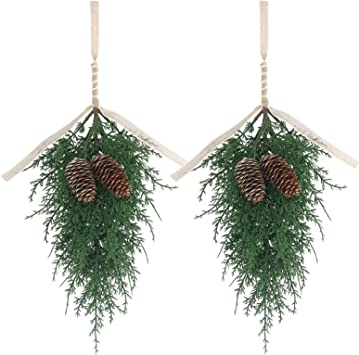 Photo 1 of 2PCS Christmas Decorations, Artificial Wall Hanging Ornaments, for Home Front Door Porch Farmhouse Fireplace Xmas Indoor/Outdoor Holiday Party Decor