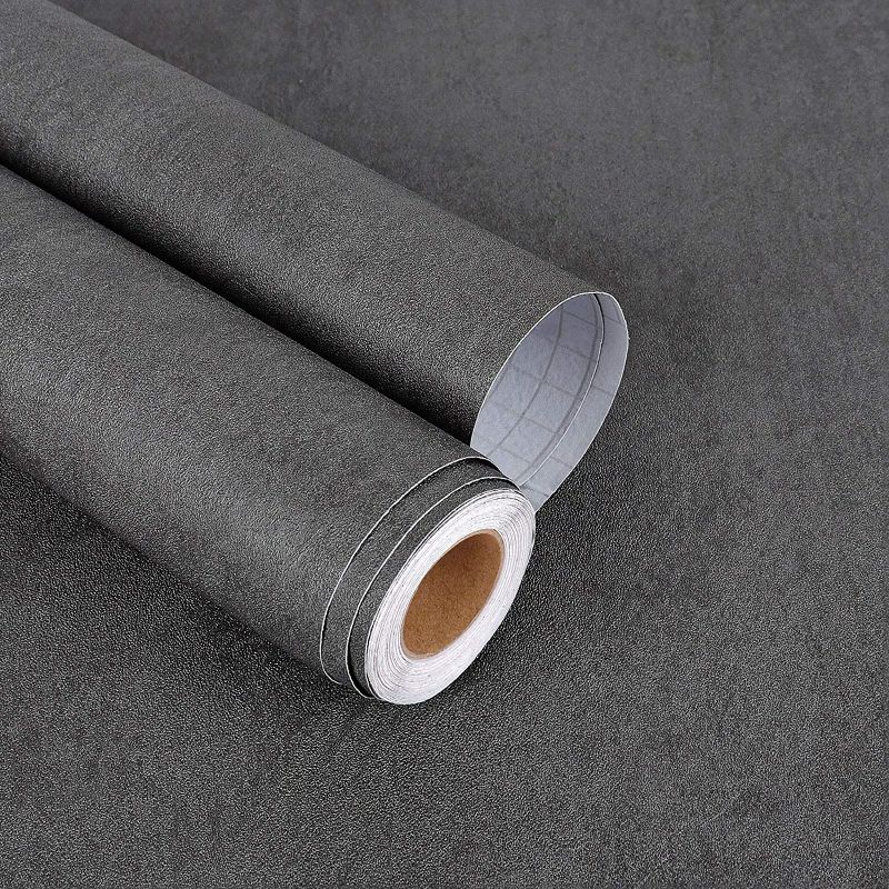 Photo 1 of  Concrete Wallpaper Peel and Stick 17.7"x118" Grey Concrete Contact Paper for Countertops Waterproof Removable Grey Wallpaper for Bedroom Walls Desk Table Industrial Accent Wall Wallpaper  -- FACTORY SEALED --
