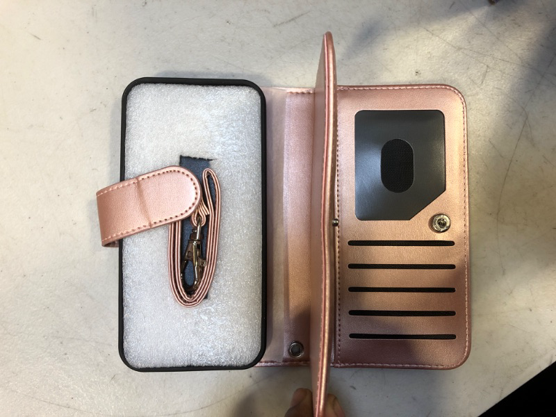 Photo 3 of navor Magnetic Detachable Wallet Case [RFID Protection] [10 Card Pockets] [3 Money Pockets] Compatible for iPhone 12 Pro [6.1 Inch] JOOT-3L Series [Rosé Gold]
