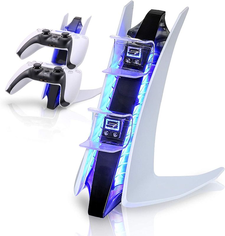 Photo 1 of PS5 Controller Charger, PS5 Controller Charger Station with Blue LED Charging Light  -- FACTORY SEALED --
