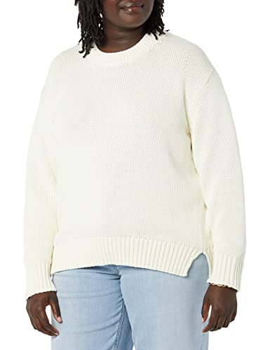 Photo 1 of Daily Ritual Women's Oversized Long-Sleeve Boxy Crewneck Sweater, Ivory, Large
