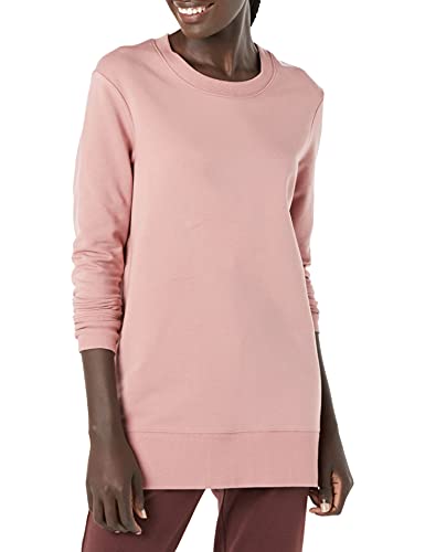 Photo 1 of Daily Ritual Women's Long-Sleeve Side-Vent Crewneck Tunic, Washed Pink, Large
