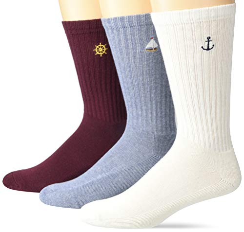 Photo 1 of Goodthreads Men's Ribbed Crew Sock, Pack of 3, Nautical, One Size
