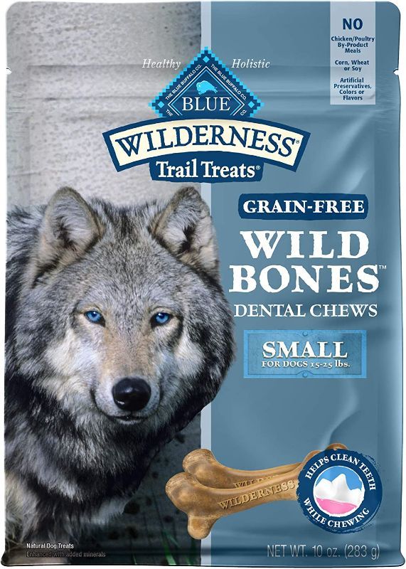 Photo 1 of Blue Buffalo Wilderness Wild Bones Grain Free Dental Chews Dog Treats, Small 10-oz Bag  -- BB 01/09/2024 --