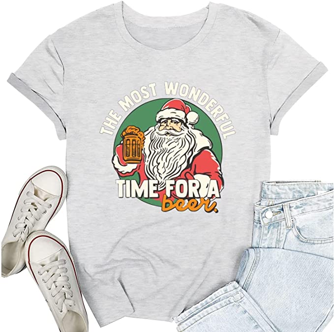 Photo 1 of  TAKEYAL Women Funny Christ.99king T-Shirt Novelty Drink Graphic Tee Tops - LARGE -